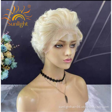 Sunlight 613 blonde perruque pixie cut lace front wig human hair curly bob short brazilian short pixie bob cut human hair wig